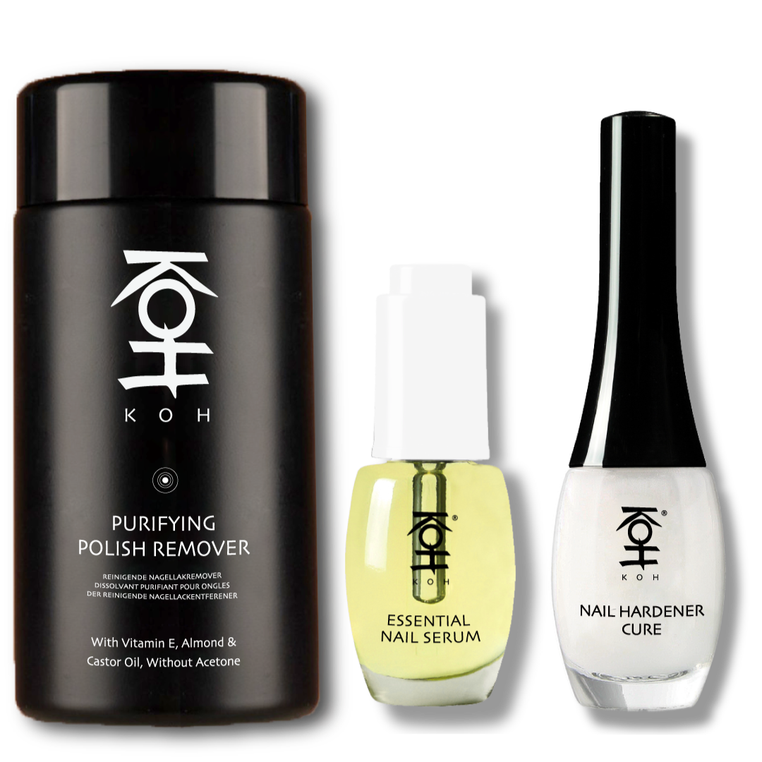 ネイルケア.KOH.3ステップ・爪のスキンケアセット.特に割れやすい爪のためのセット.ネイルハードナー