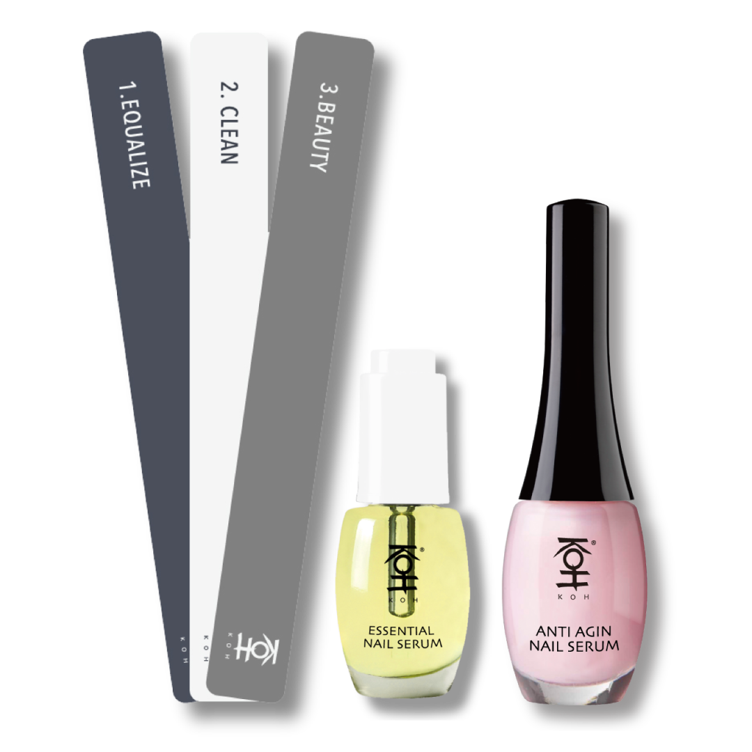 爪の縦線ケアーフルセット （保湿オイル＋爪のナイトパック＋バッファー）